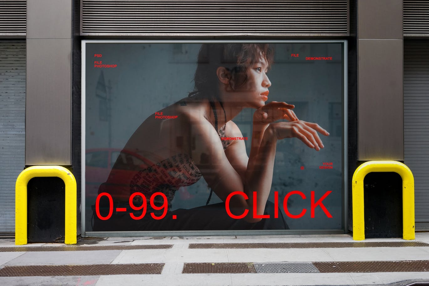 大橱窗横幅Banner门店广告样机图模板 Big Window Banner Mockup