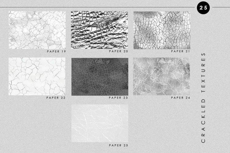 25个抽象黑白灰色石头裂纹纸颗粒状纸纹理背景素材