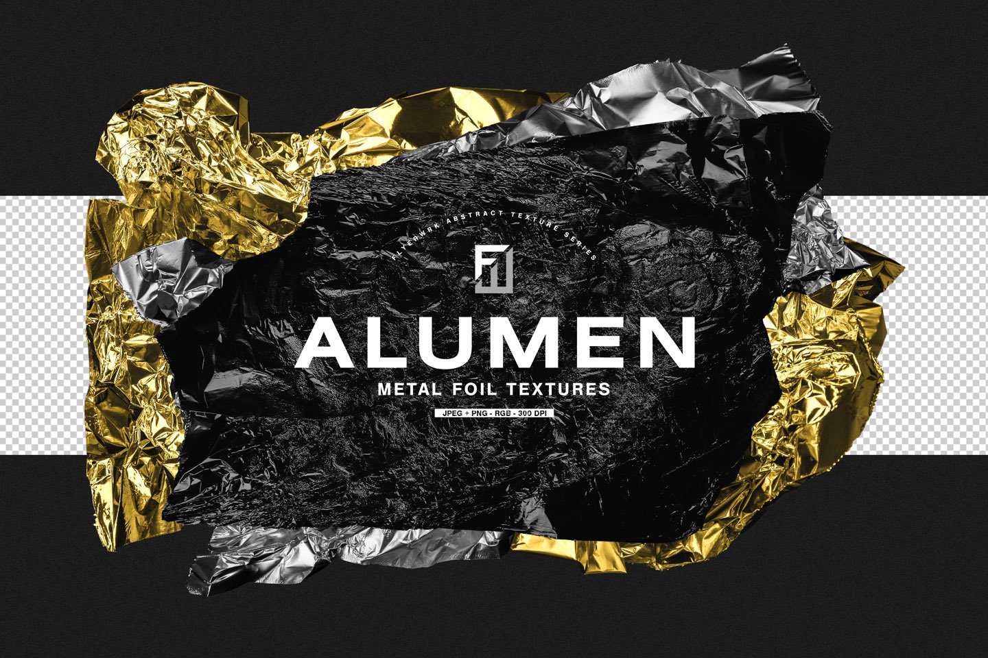 Flyerwrk 新潮现代感手工制作褶皱切割形状金属箔纹理图片素材 ALUMEN &#8211; METAL FOIL TEXTURES