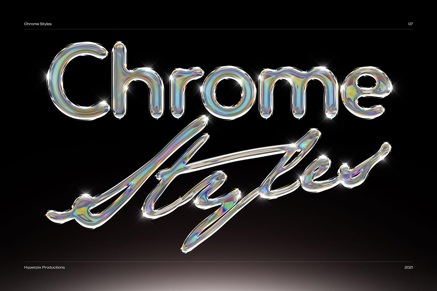 Chrome 10个新潮金属酸性镀铬风格设计PSD图层样式 Pack 04