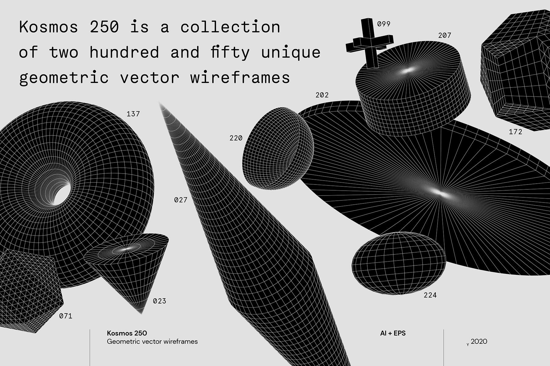 Kosmos 250个抽象几何形体矢量线框