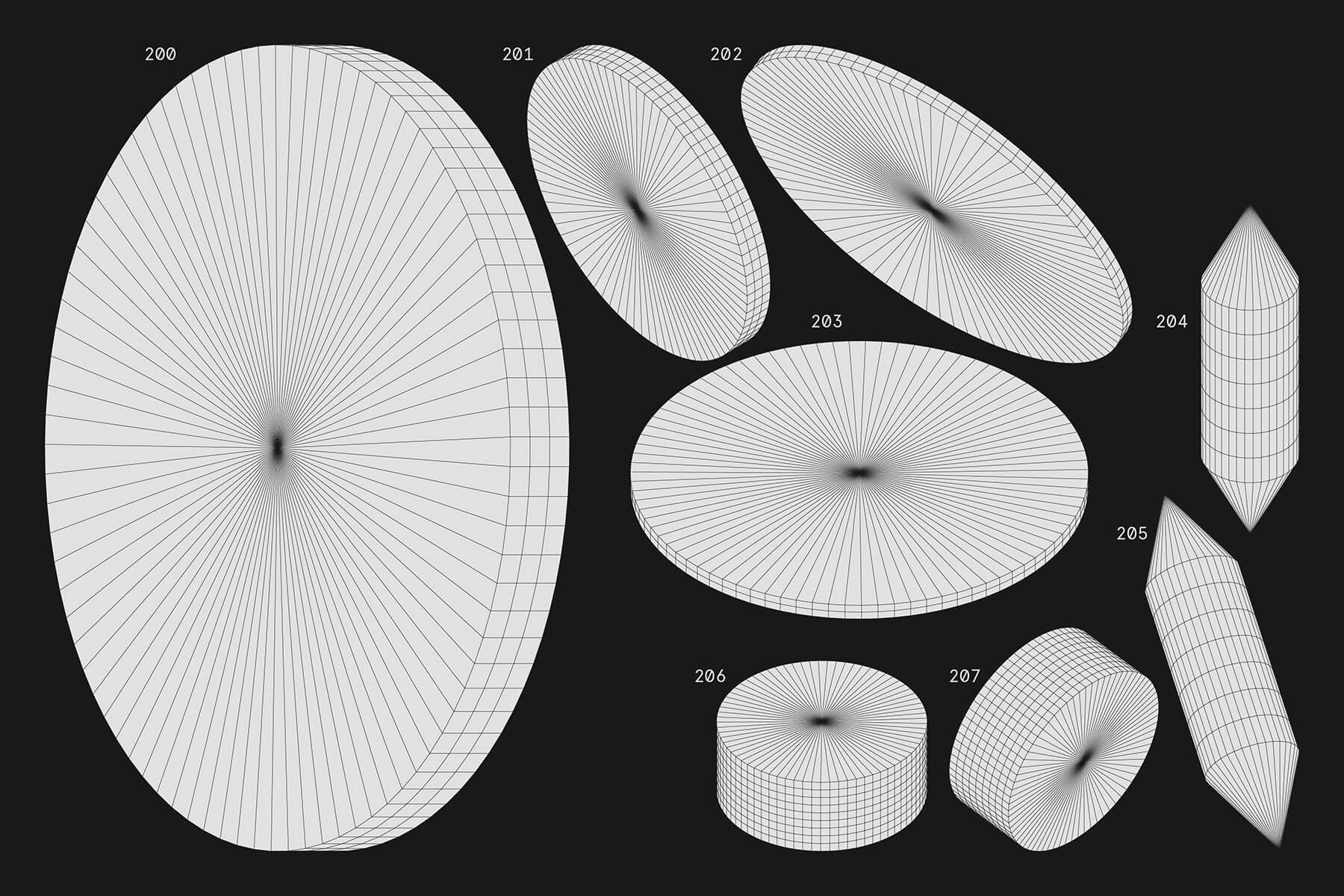 Kosmos 250个抽象几何形体矢量线框