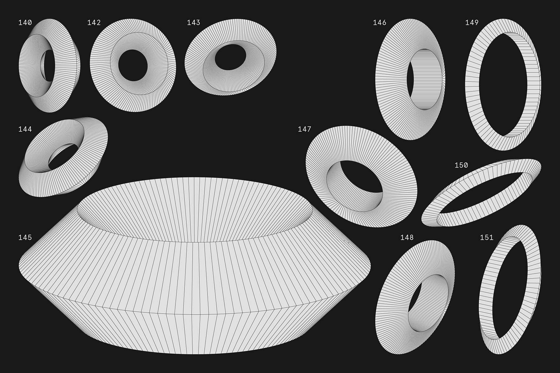 Kosmos 250个抽象几何形体矢量线框