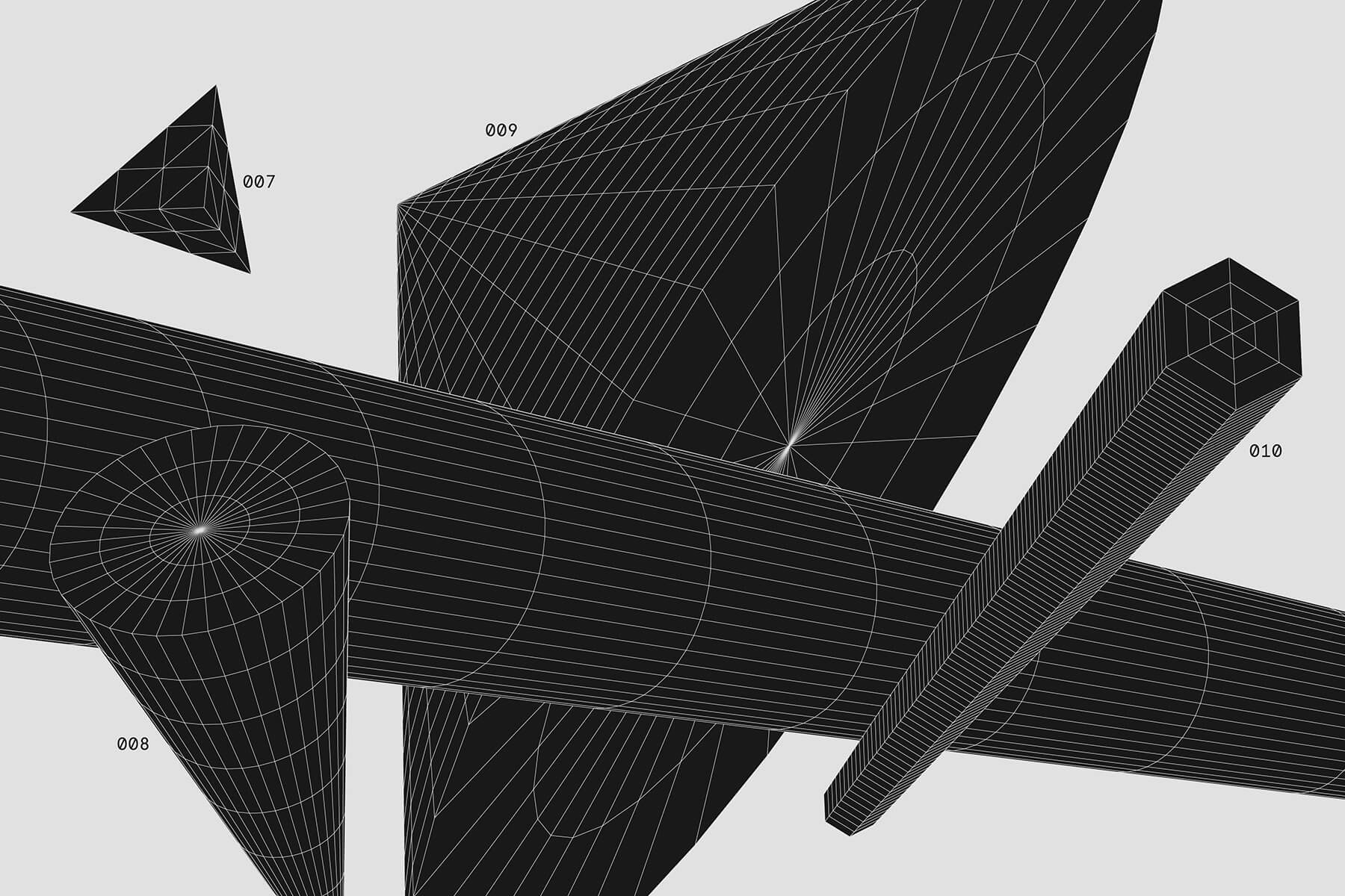 Kosmos 250个抽象几何形体矢量线框