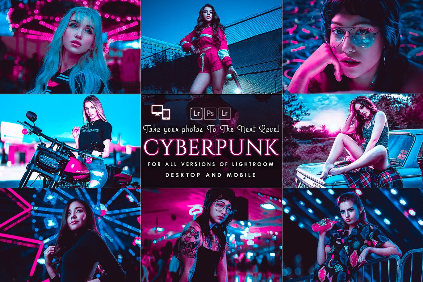 2款酷炫街头人像未来风赛博朋克Lightroom预设 Preajustes de Cyberpunk Lightroom