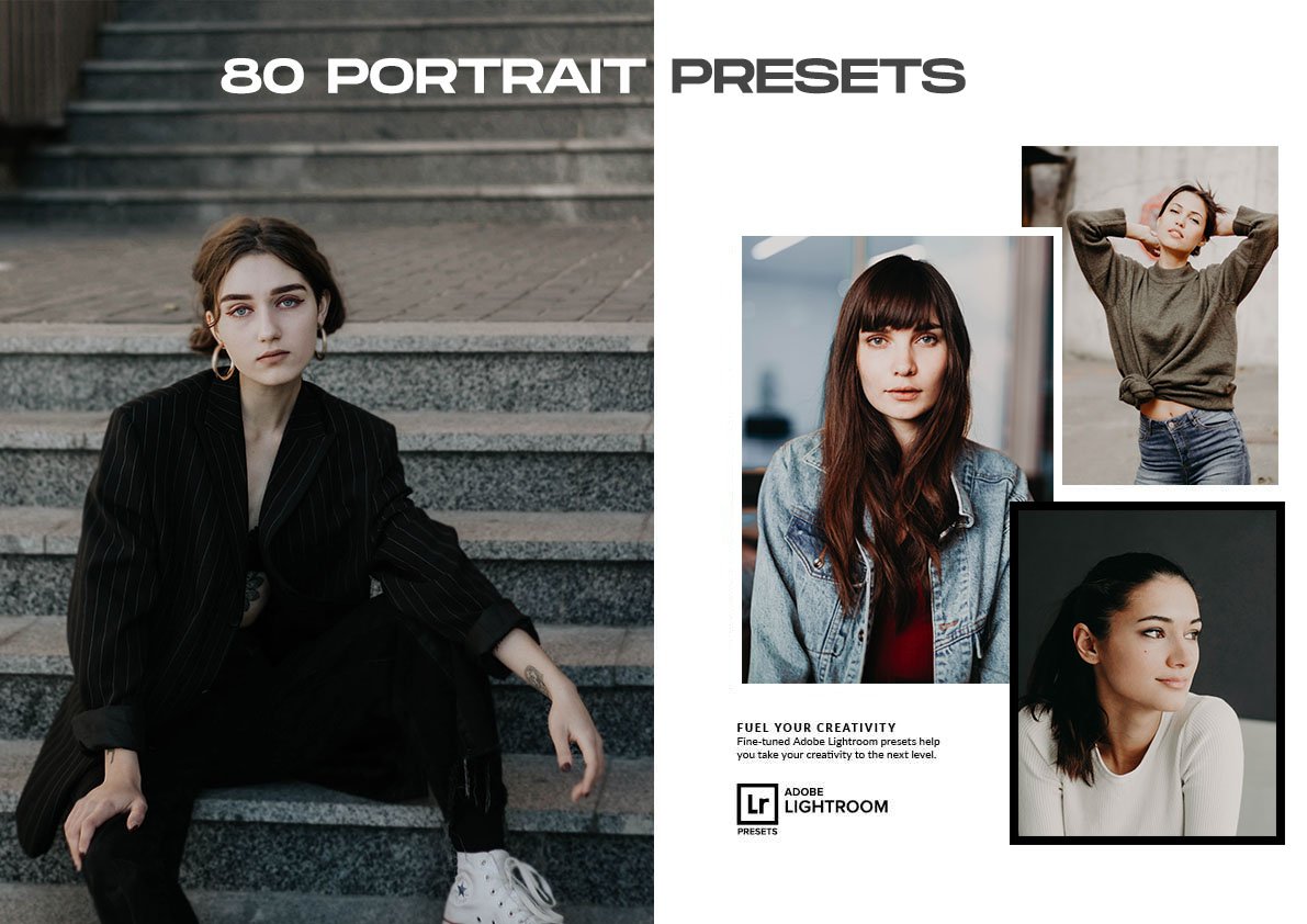 80多个ins风复古时尚人像婚礼摄影街拍LR预设 80 Portrait Lightroom Presets Bundle