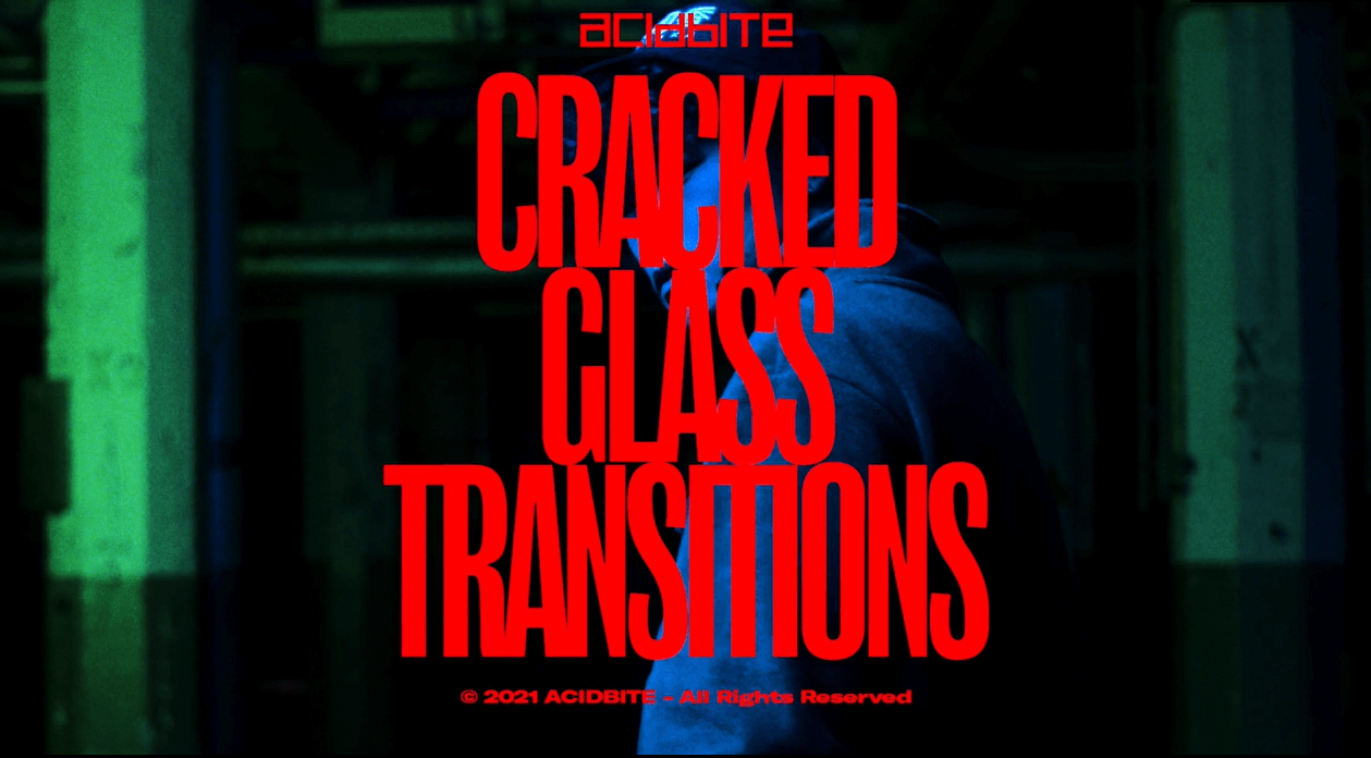 Acidbite 17个独特超高清破裂玻璃化转场电影过渡视频素材+高品质SFX CRACKED GLASS TRANSITIONS