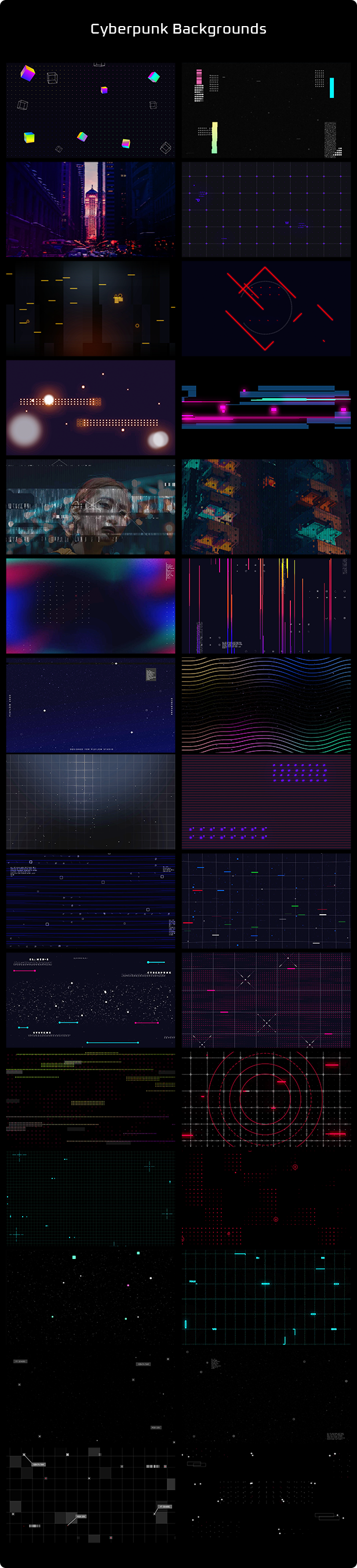 AE+PR插件：赛博朋克电影未来派发光标题高科技介绍工具包 cyberpunk-titles-lowerthirds-and-backgrounds