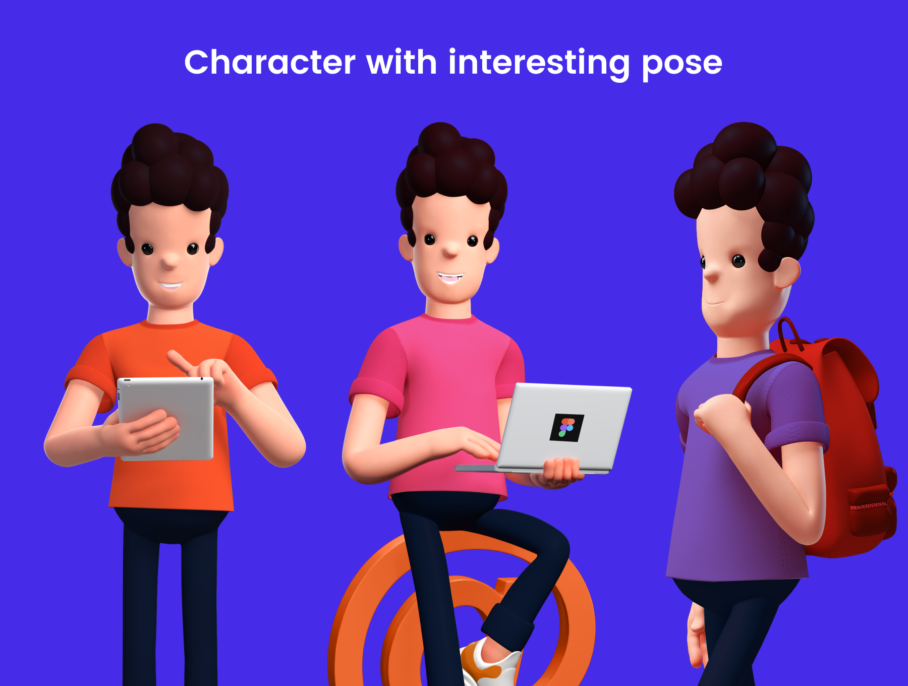 10个有趣可爱独特姿势3D角色套件 3D character with 10 poses