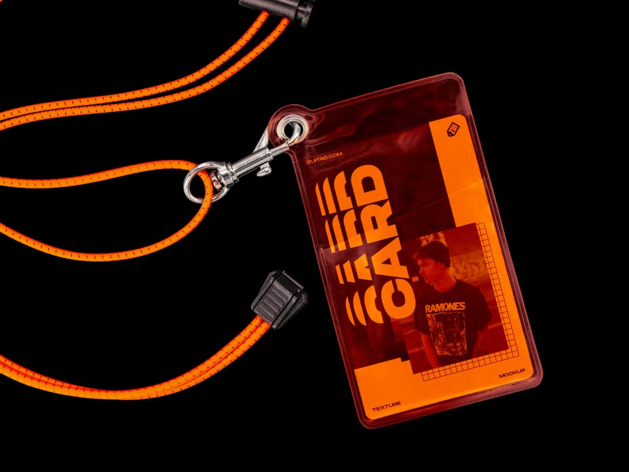 塑料身份证和挂绳样机 PLASTIC ID CARD AND LANYARD MOCKUP