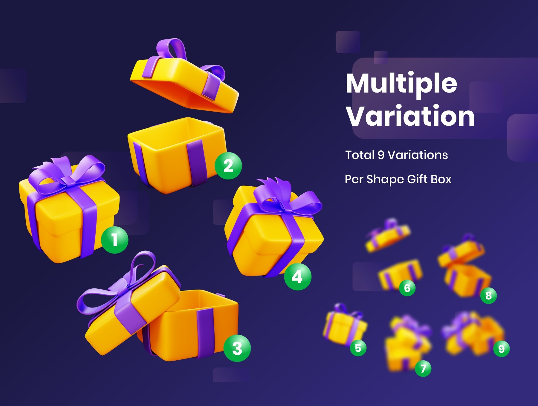 高质量三维渲染高级礼品盒礼物盒子3D插画素材集 Gift Boxes &#8211; 3D Illustration