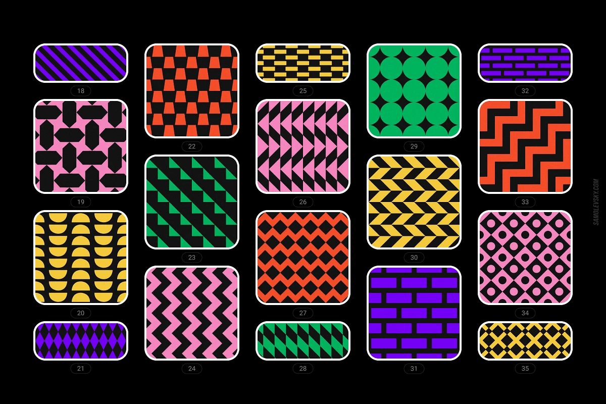 潮流现代优雅极简时尚几何无缝拼接图案素材合辑 Bold geometric seamless patterns