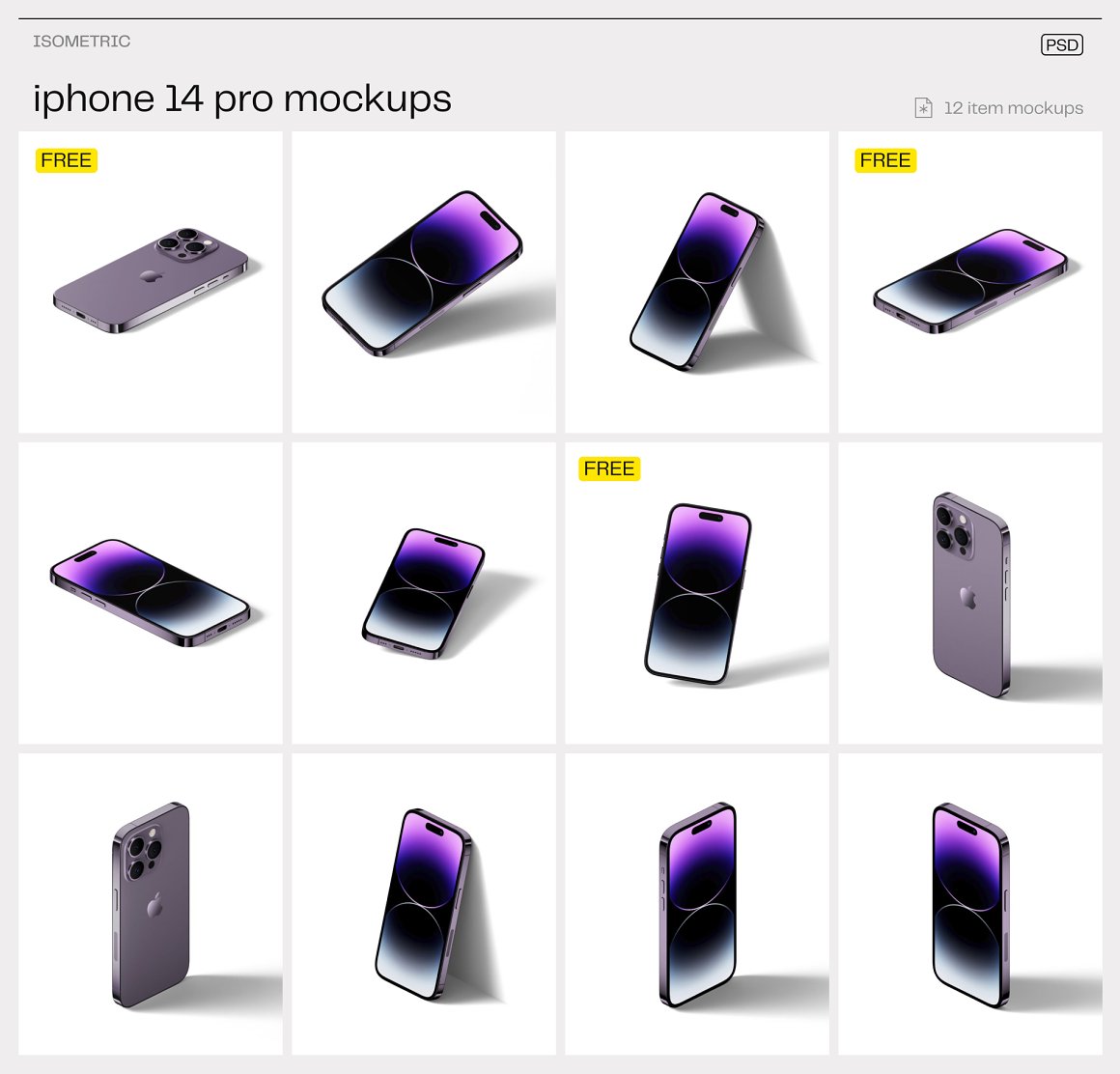 高质量苹果手机刘海屏3D渲染场景APP设计UI贴图展示样机模板 iPhone 14 pro mockups v1