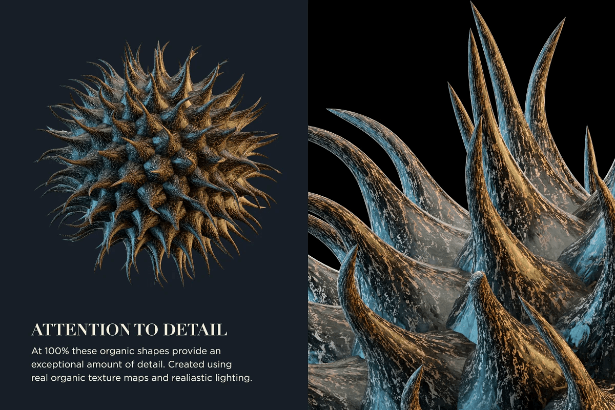 三维渲染现代科学化学蜂窝珊瑚有机生物抽象3D形状PNG素材 Organic Abstraction Vol.2