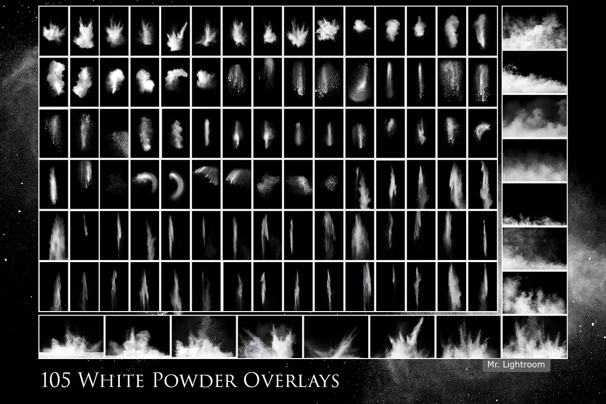 105个舞蹈摄影拍摄 抽象白色粉末爆炸特效照片叠层素材 105 White powder overlays