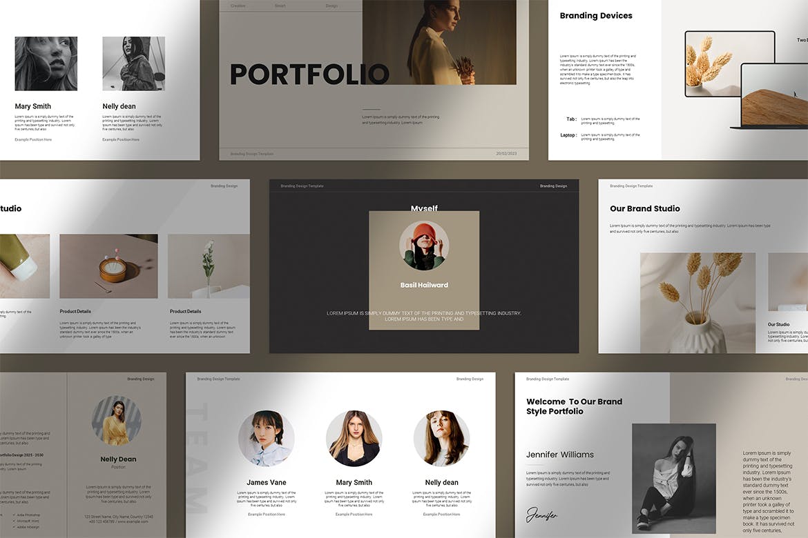 时装设计作品集Google幻灯片模板下载 Portfolio Presentation Template