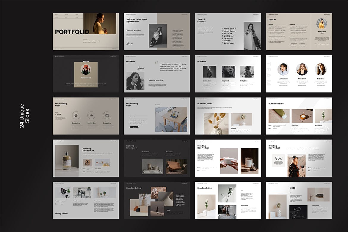 时装设计作品集Google幻灯片模板下载 Portfolio Presentation Template