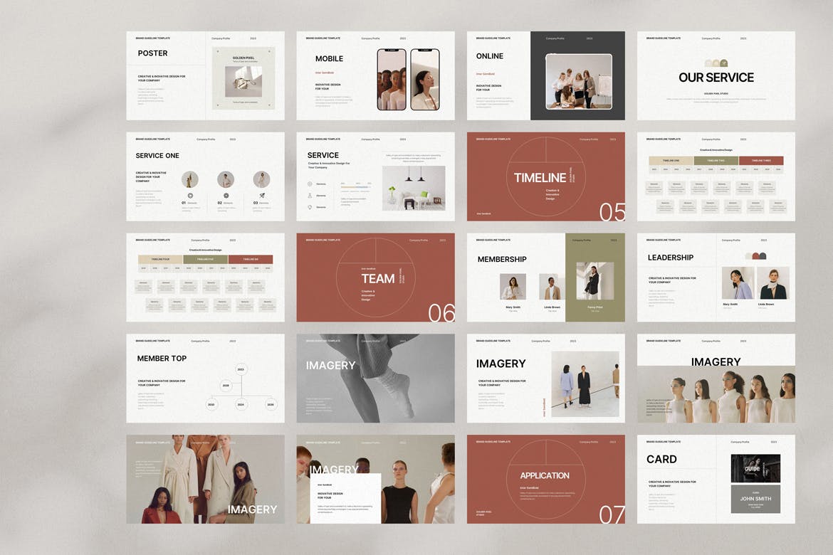 极简品牌指南PPT幻灯片设计模板 Minimal Brand Guideline Presentation Template