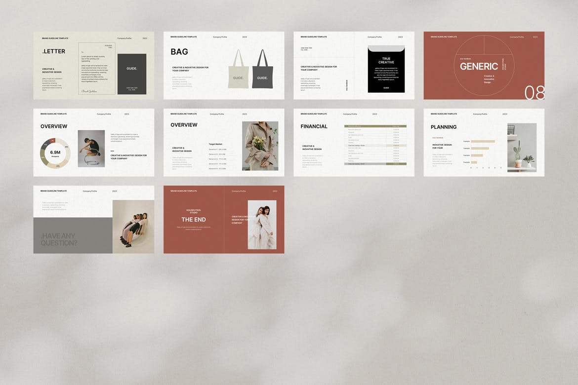 极简品牌指南PPT幻灯片设计模板 Minimal Brand Guideline Presentation Template