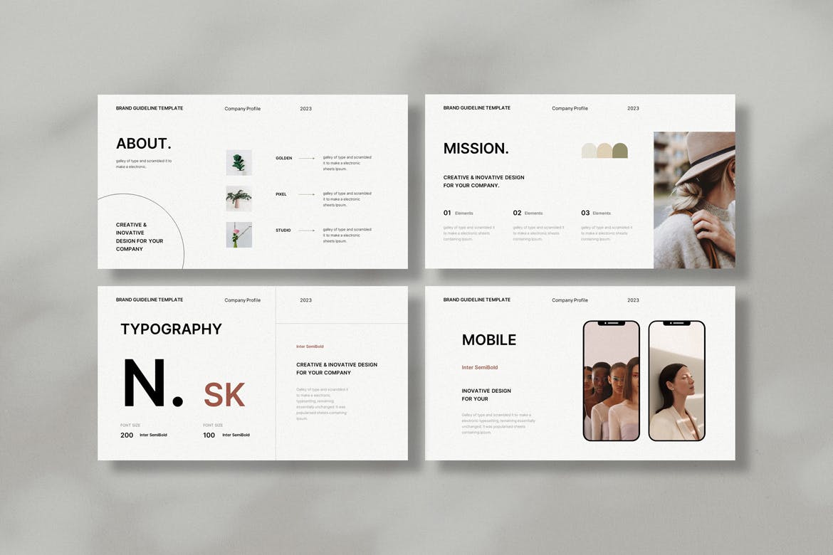 极简品牌指南PPT幻灯片设计模板 Minimal Brand Guideline Presentation Template