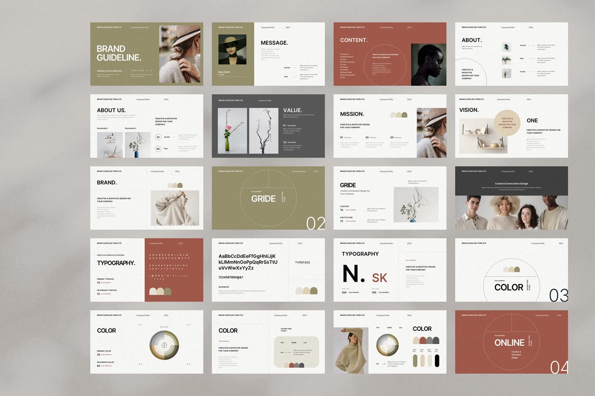 极简品牌指南PPT幻灯片设计模板 Minimal Brand Guideline Presentation Template