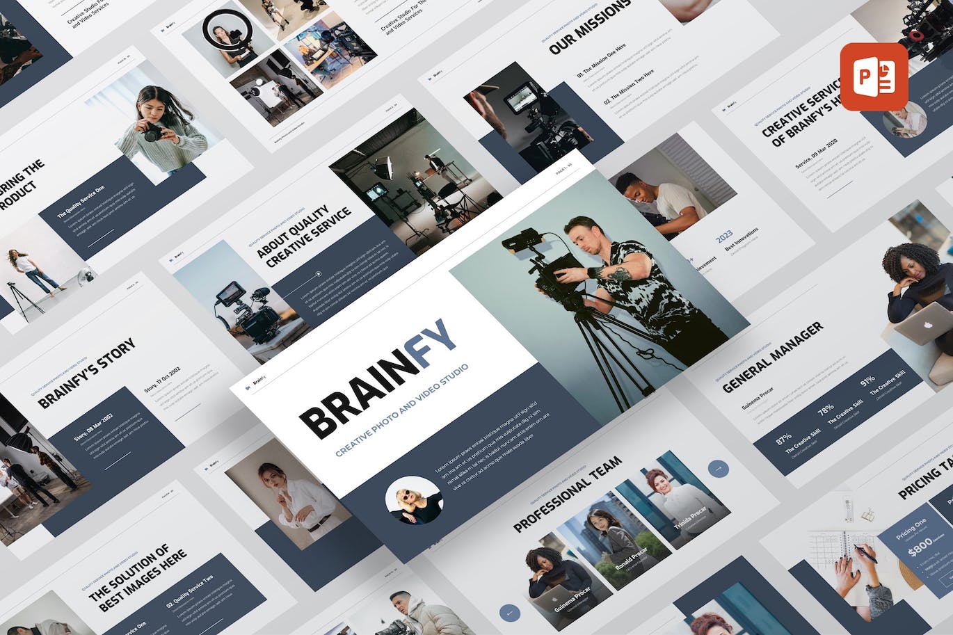 照片视频工作室PPT幻灯片模板下载 Brainfy &#8211; Photo Video Studio PowerPoint Template