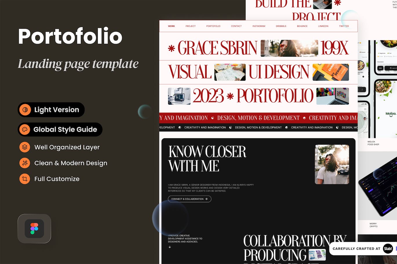 作品集网站着陆页模板 Grace Sbrin &#8211; Portofolio Landing Page