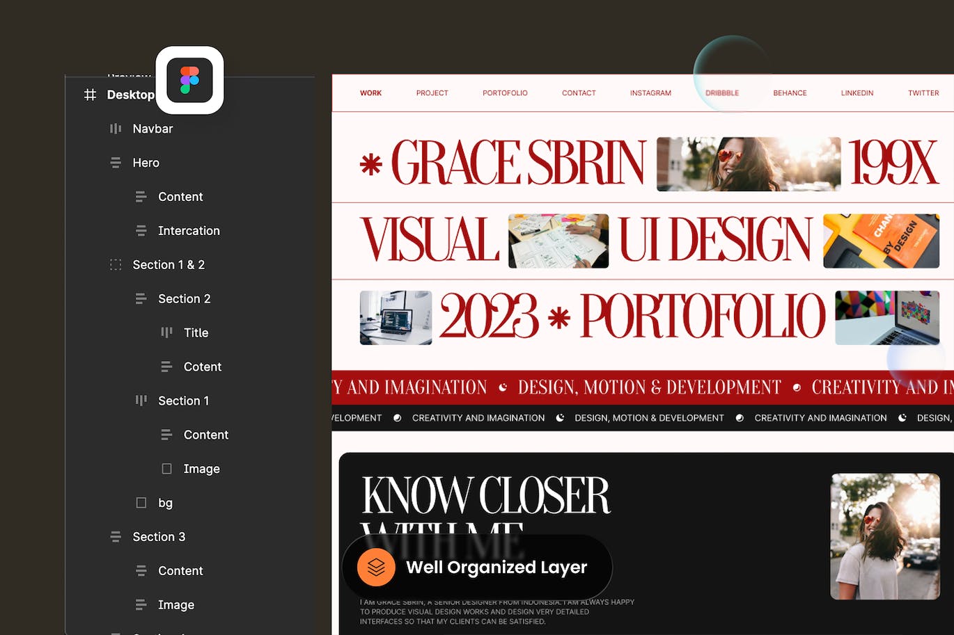 作品集网站着陆页模板 Grace Sbrin &#8211; Portofolio Landing Page