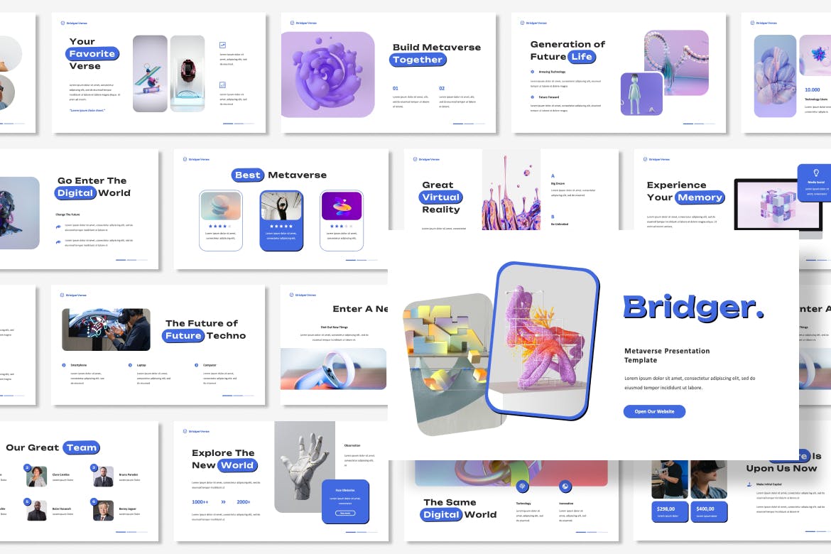 元宇宙产品Google幻灯片设计模板 Bridger &#8211; Metaverse Presentation Google Slides