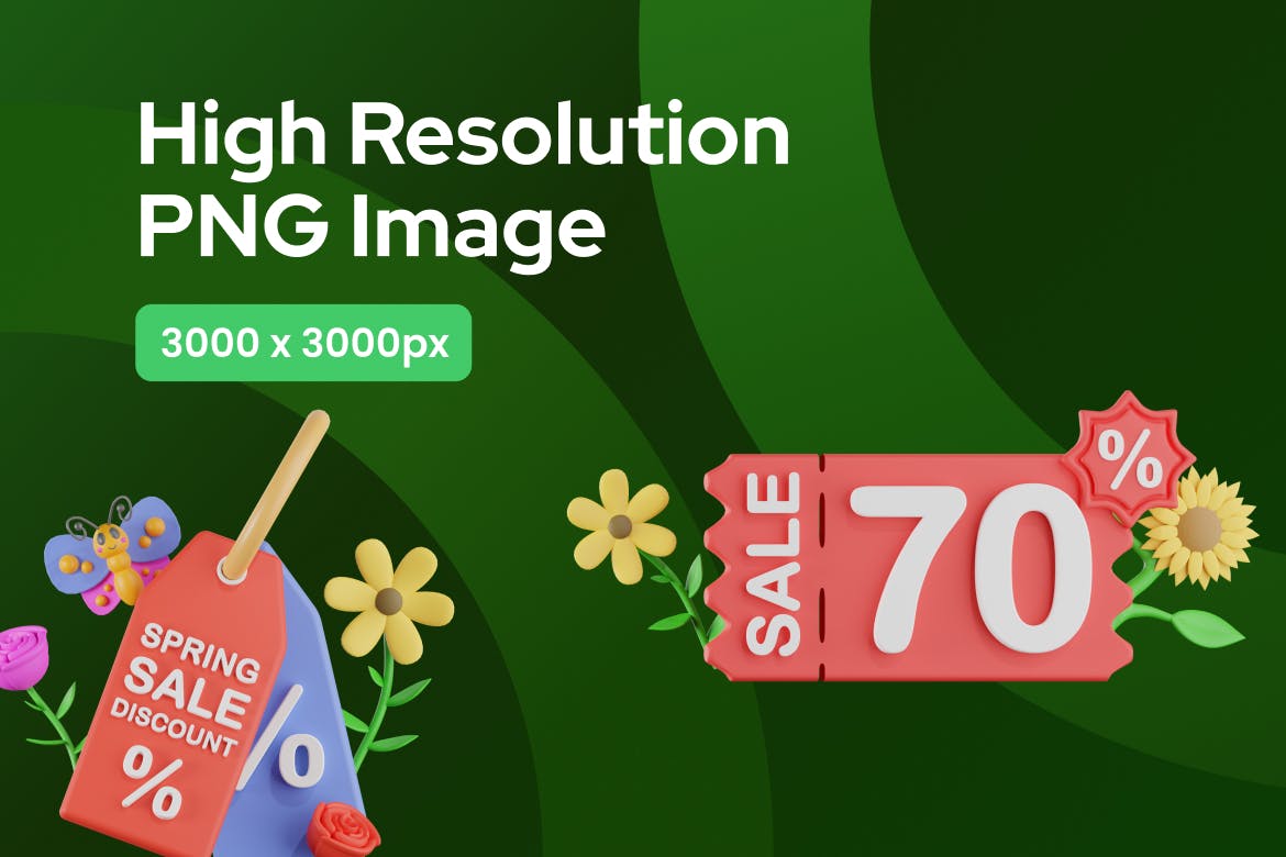 3D春季销售插画图标集 3D Icon Spring Sales Illustration Collection