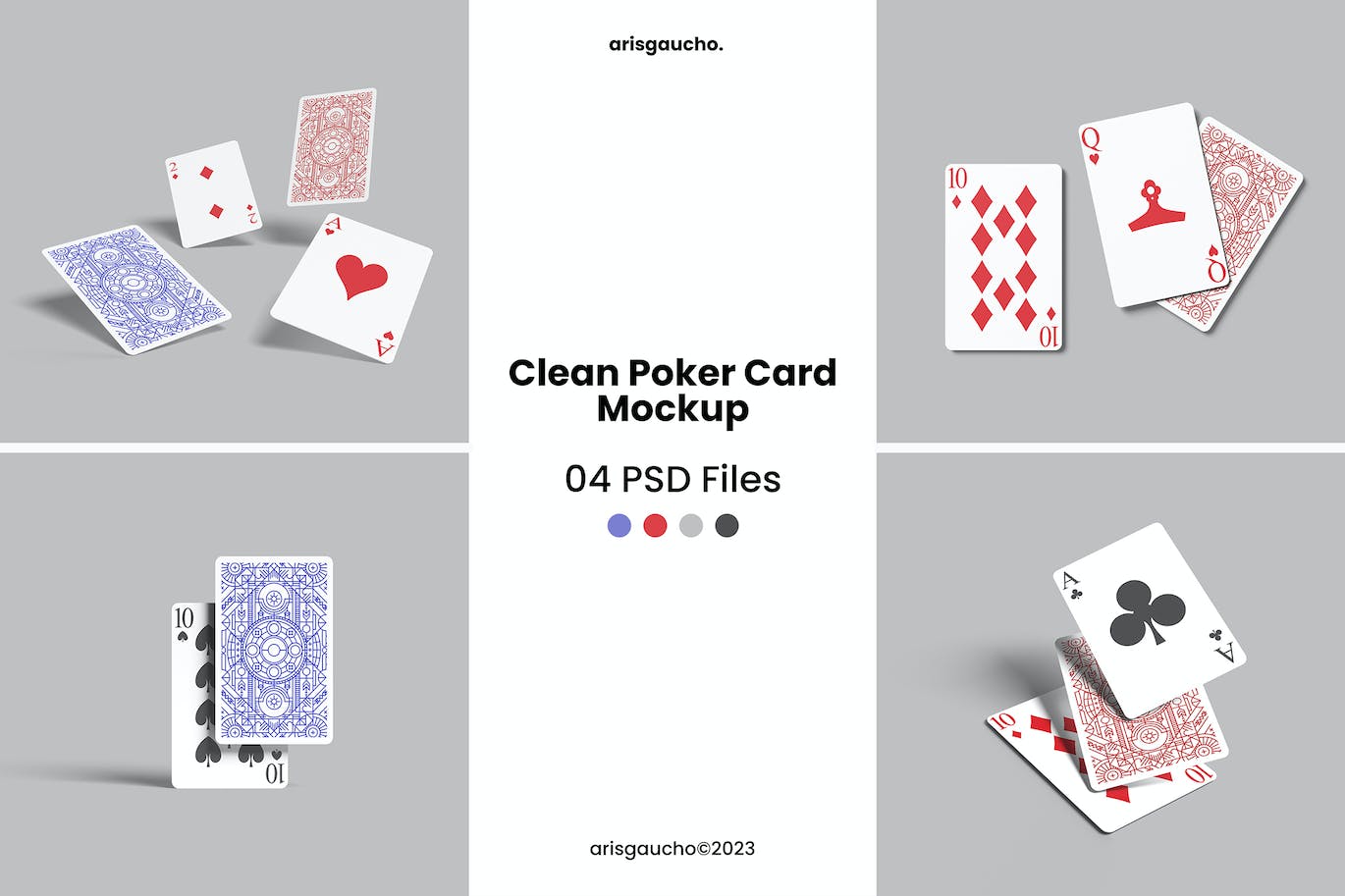 扑克牌卡牌设计样机图psd模板 Clean Poker Card Mockup