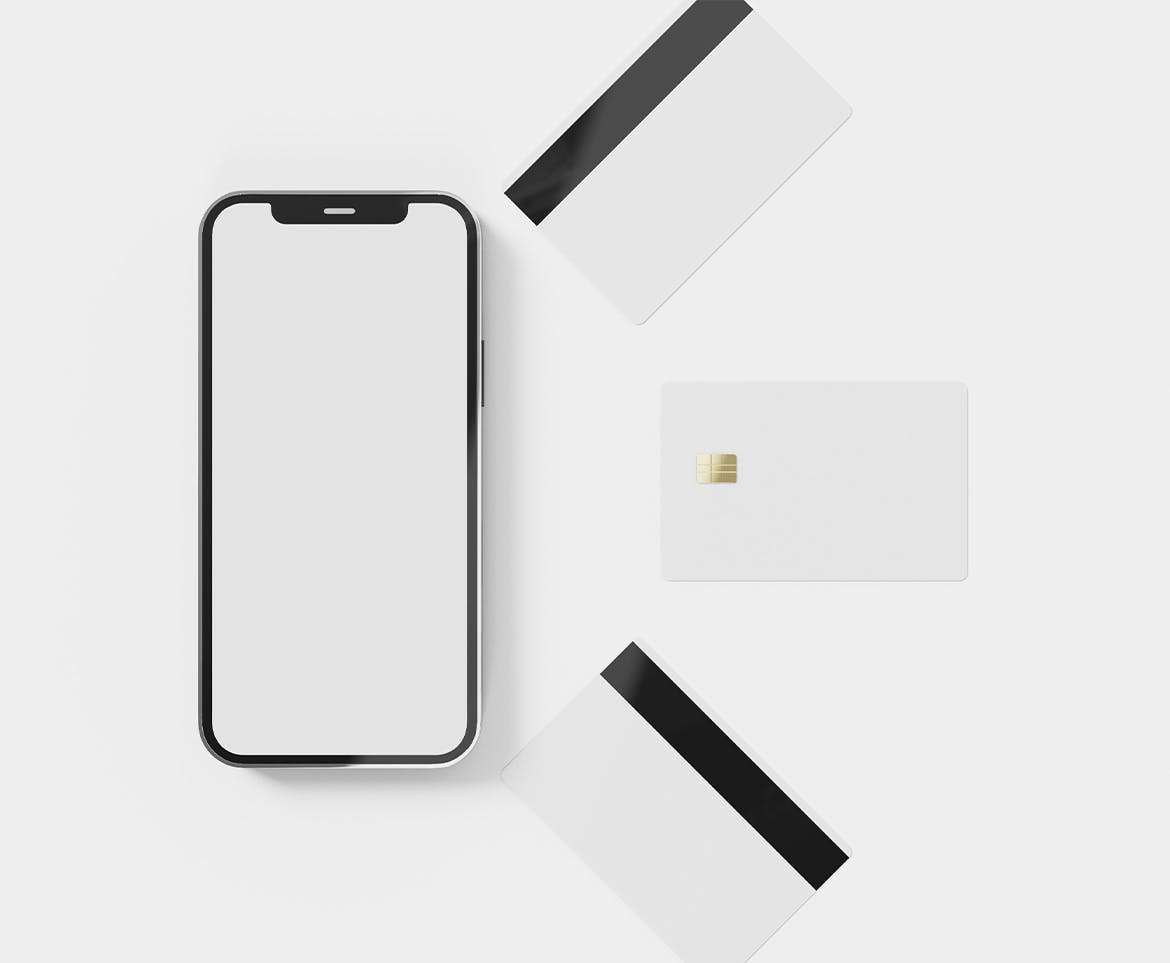 信用卡&amp;苹果智能手机样机图v2 Smartphone with Credit Card Mockup