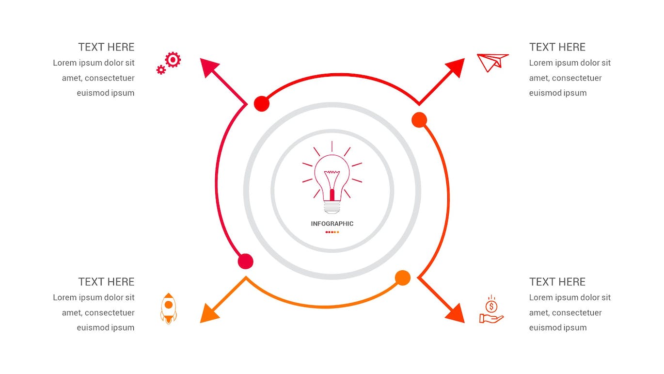 曲线箭头图表Keynote幻灯片素材 Curved Arrow Diagram Keynote Template