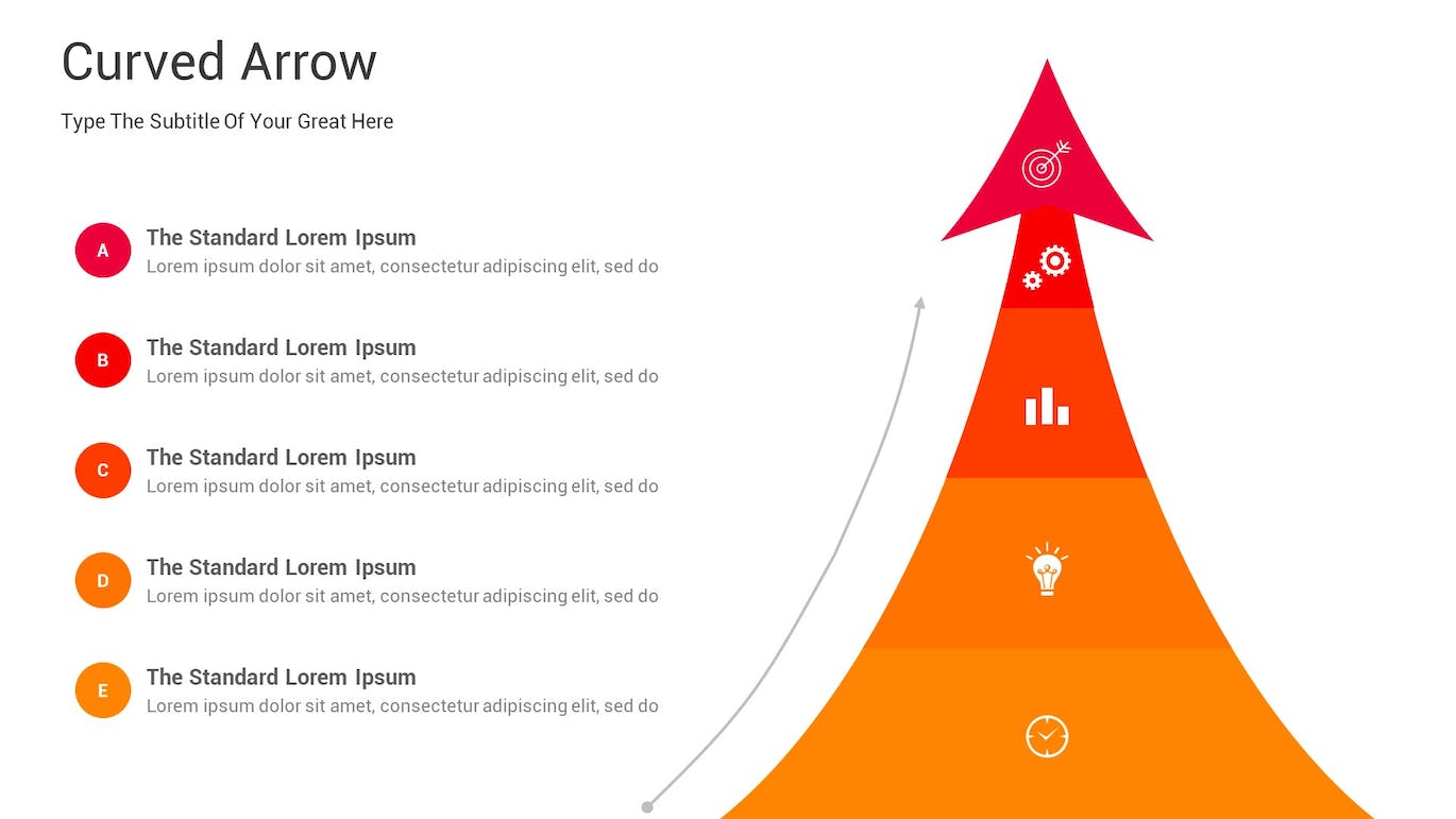 曲线箭头图表Keynote幻灯片素材 Curved Arrow Diagram Keynote Template