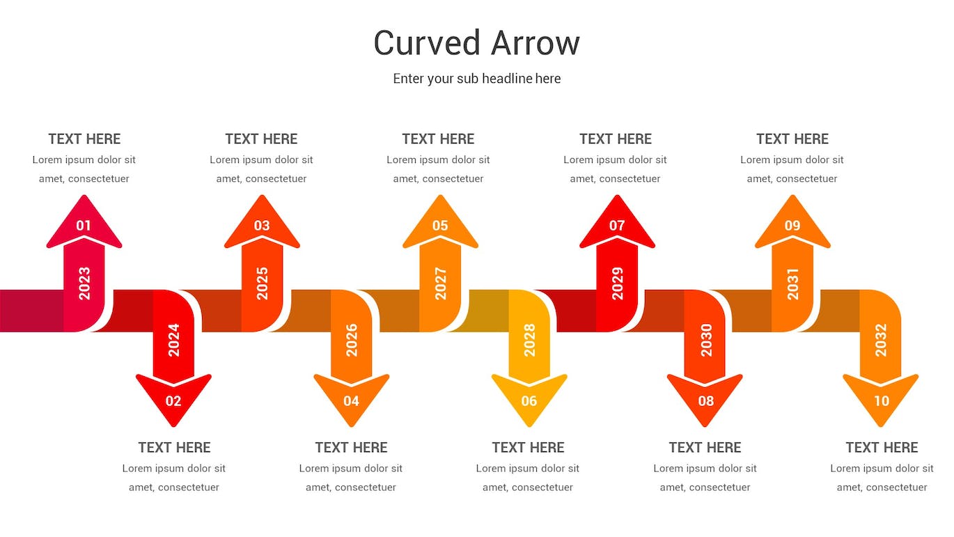 曲线箭头图表Keynote幻灯片素材 Curved Arrow Diagram Keynote Template