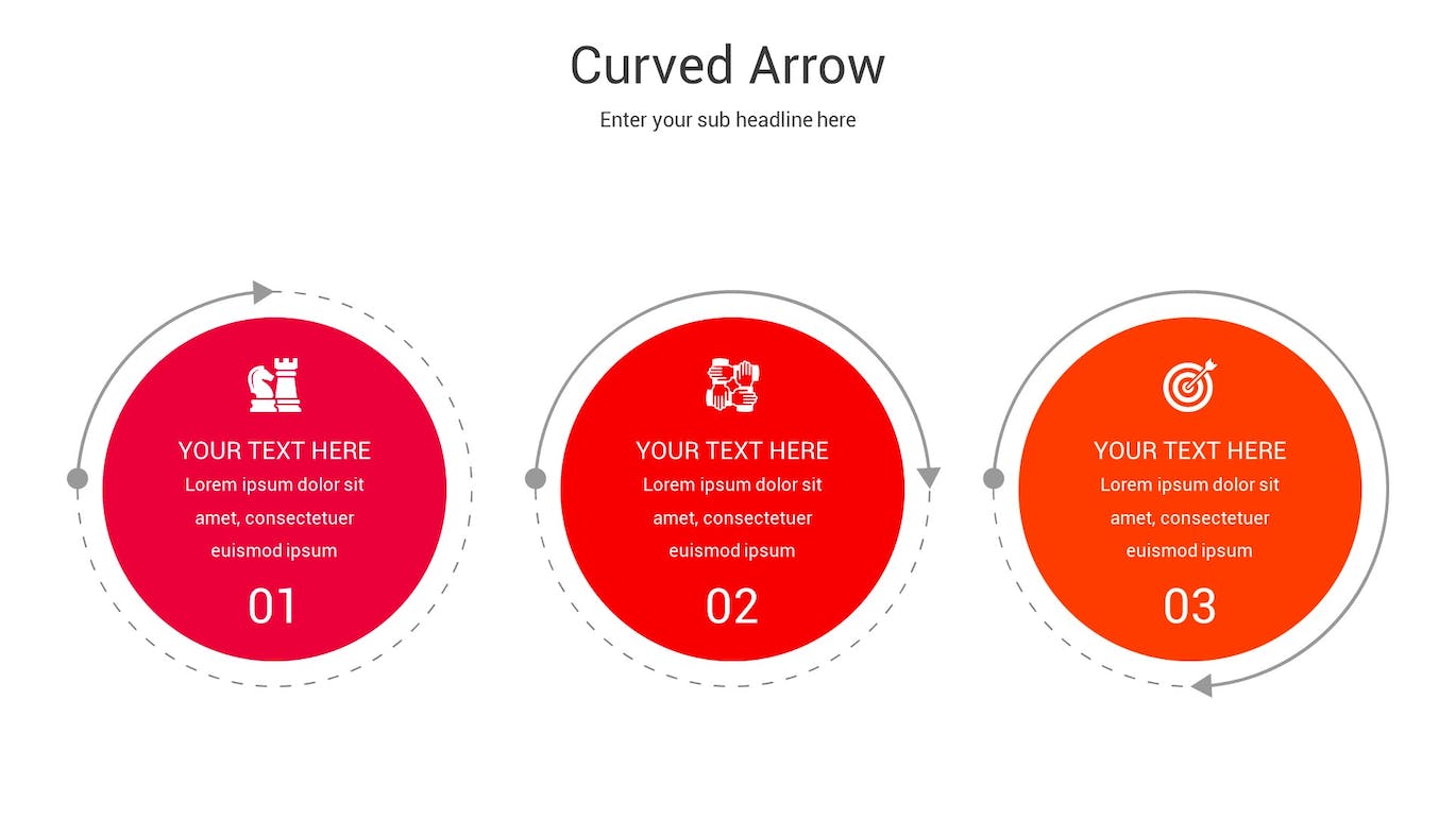 曲线箭头图表Keynote幻灯片素材 Curved Arrow Diagram Keynote Template