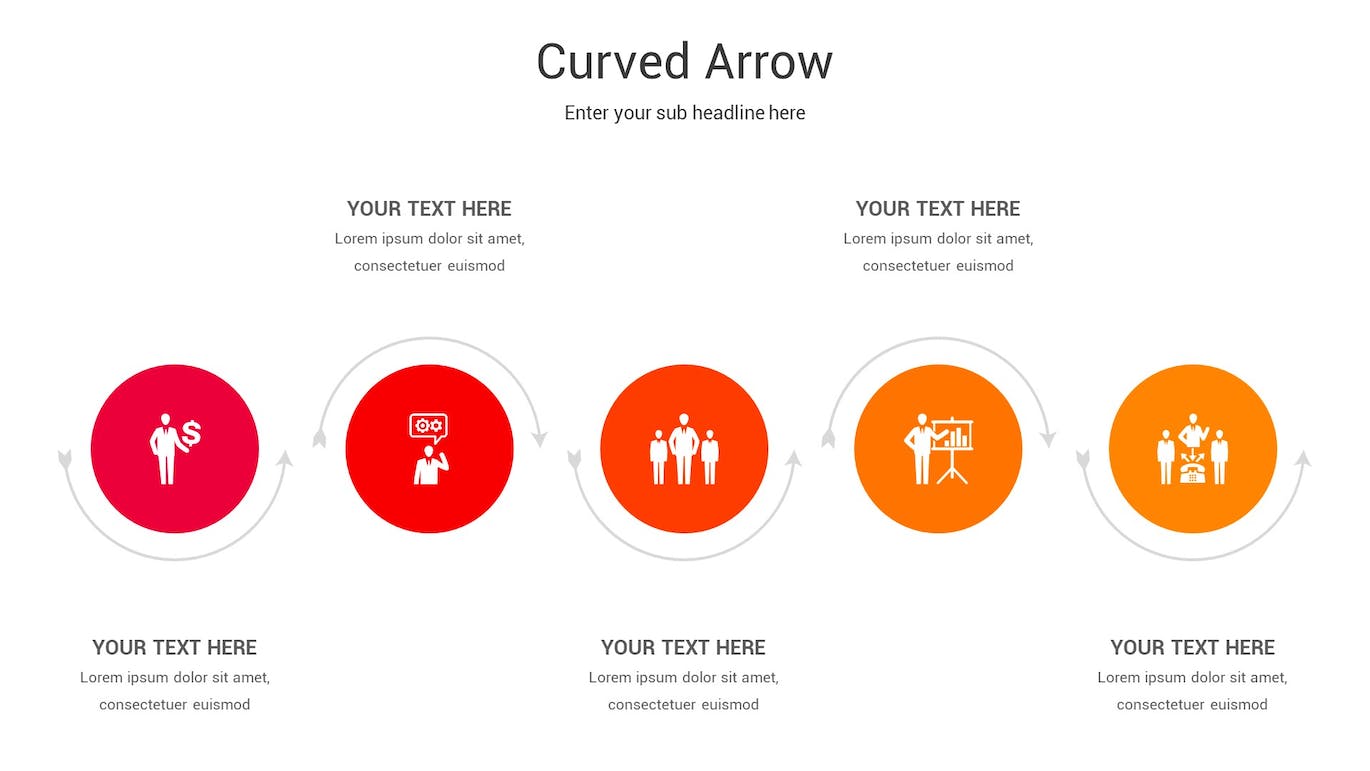 曲线箭头图表Keynote幻灯片素材 Curved Arrow Diagram Keynote Template