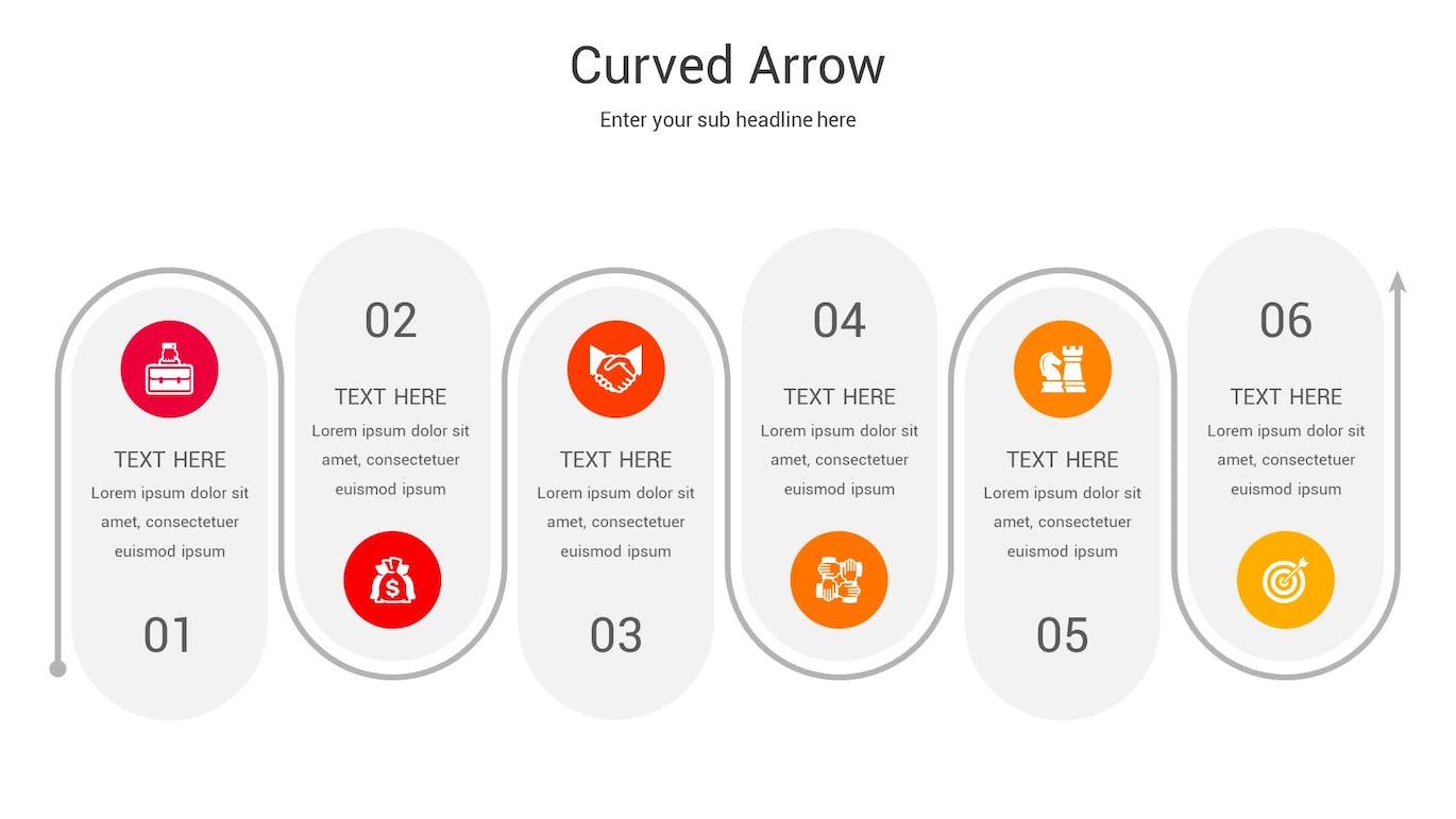 曲线箭头图表Keynote幻灯片素材 Curved Arrow Diagram Keynote Template