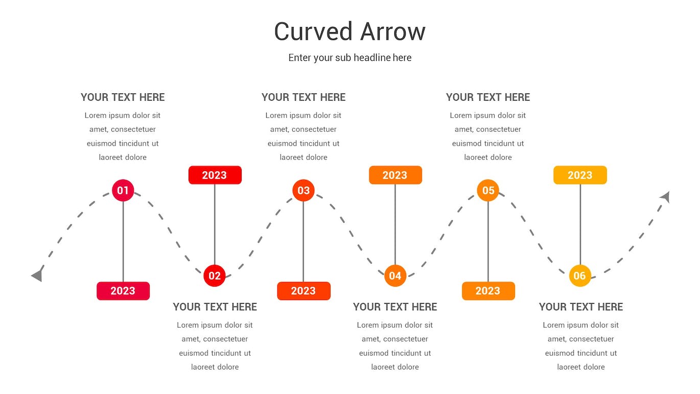 曲线箭头图表Keynote幻灯片素材 Curved Arrow Diagram Keynote Template