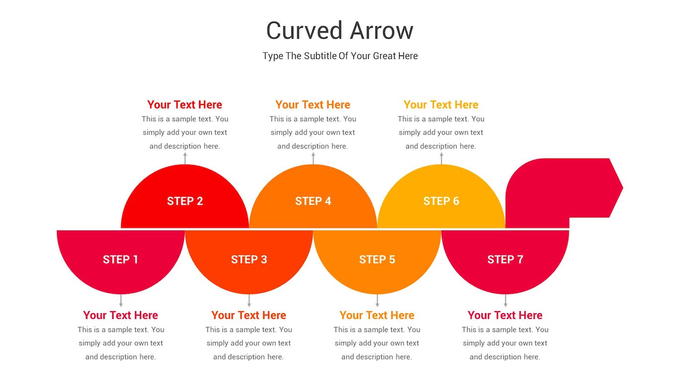 曲线箭头图表Keynote幻灯片素材 Curved Arrow Diagram Keynote Template