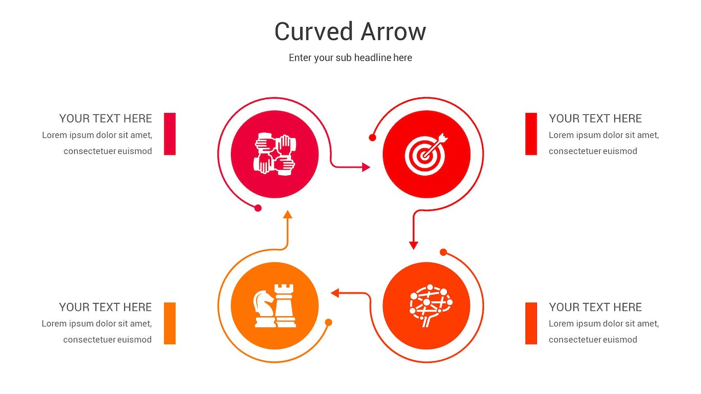 曲线箭头图表Keynote幻灯片素材 Curved Arrow Diagram Keynote Template