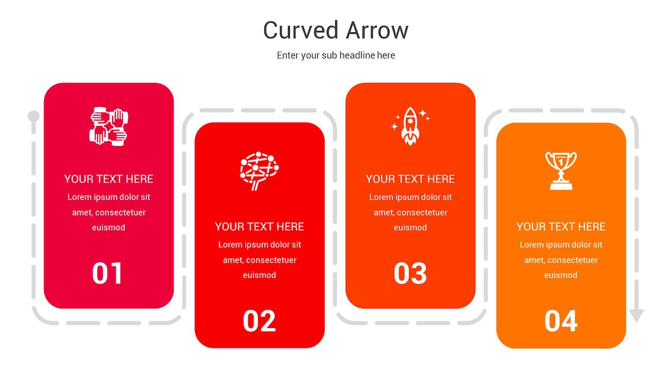 曲线箭头图表Keynote幻灯片素材 Curved Arrow Diagram Keynote Template