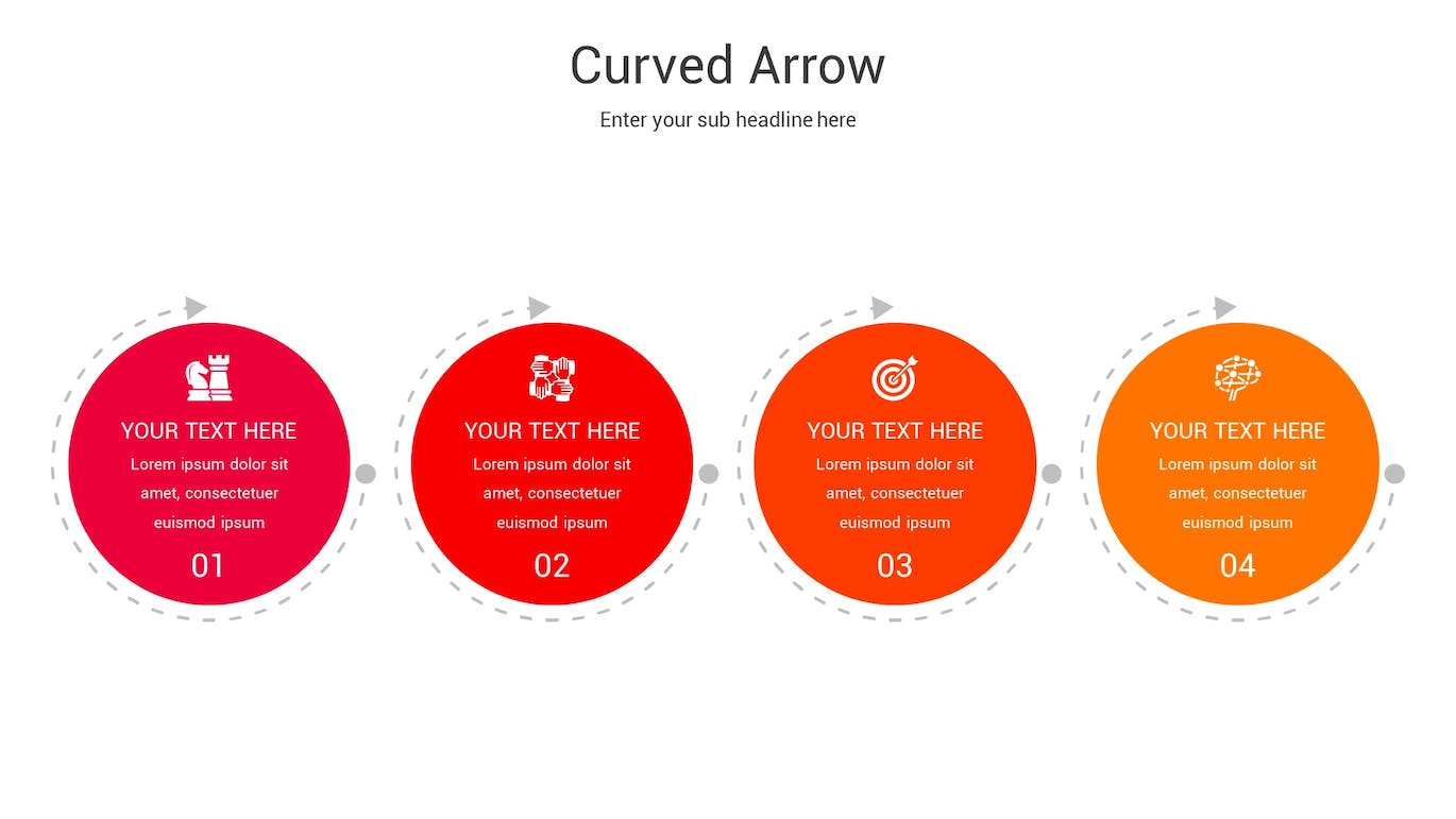 曲线箭头图表Keynote幻灯片素材 Curved Arrow Diagram Keynote Template