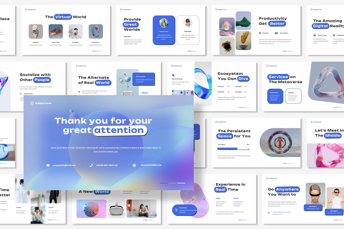 元宇宙产品Keynote幻灯片设计模板 Bridger &#8211; Metaverse Presentation Keynote