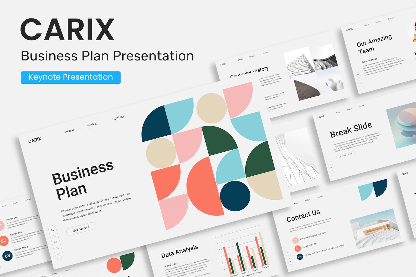 创意商业作品集Keynote幻灯片演示模板 CARIX &#8211; Creative Business Presentation Template