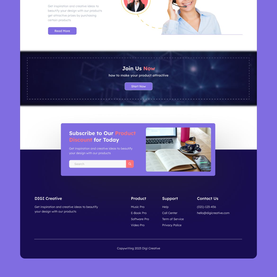 数字营销网站着陆页UI/UX设计模板 Digi Creative &#8211; Digital Marketing Website UI UX