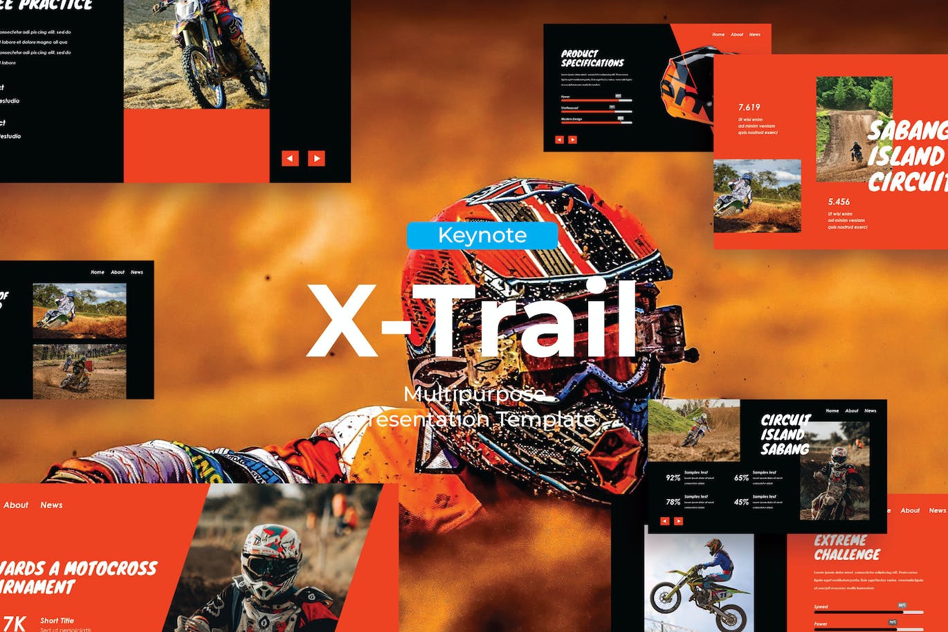 山地车运动Keynote幻灯片模板 X-Trail &#8211; Keynote Template