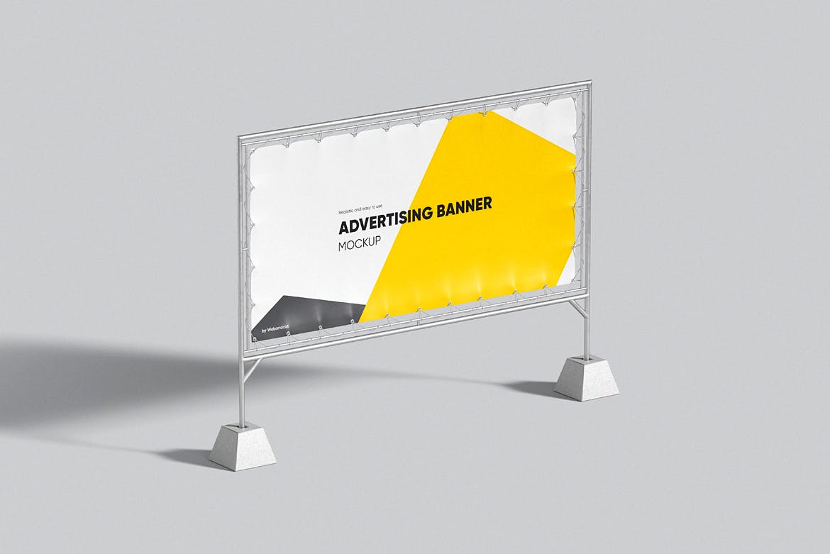 铁架广告Banner横幅样机图psd模板 Advertising Banner Mockup