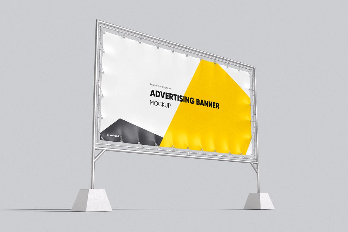 铁架广告Banner横幅样机图psd模板 Advertising Banner Mockup