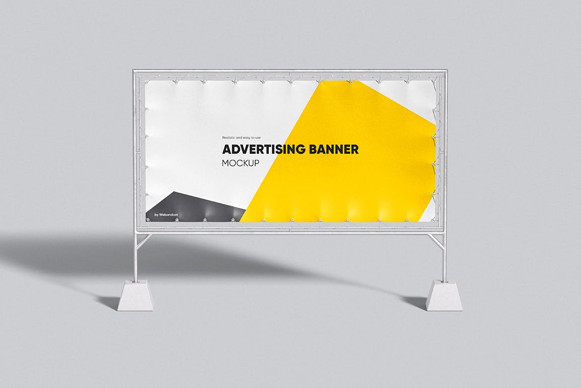 铁架广告Banner横幅样机图psd模板 Advertising Banner Mockup